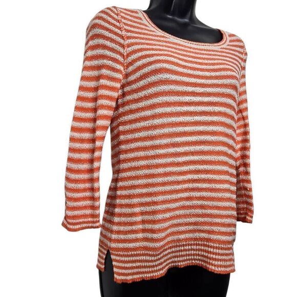 Anthropologie HWR Monogram Top Size Medium Stripe Knit - Picture 2 of 4